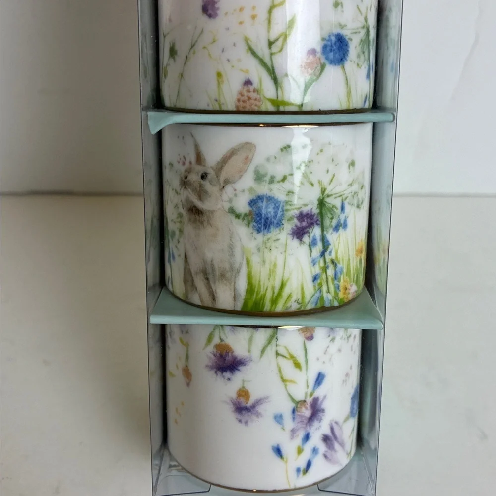 William Sonoma Floral Meadow Napkin Rings Set of 6 Easter Regency Whimsical NEW